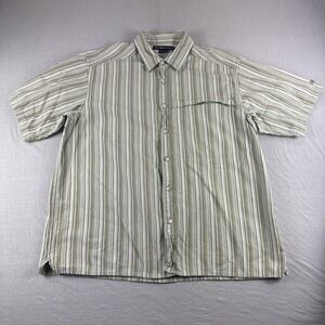 Exofficio Vented Shirt Mens XL Green Striped Button Up Short Sleeve Outdoors